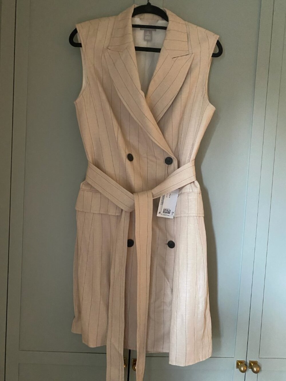 H&M Tie Waist Sleeveless Dress Size stripe